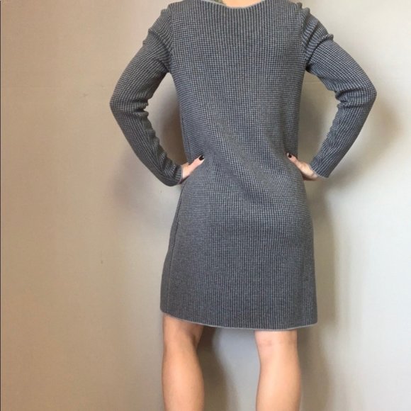 J Jill Houndstooth Sweater Dress Gray Knit Long Sleeve size Small - Picture 2 of 15